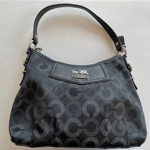 Black Coach Shoulder bag with C pattern and blue interior